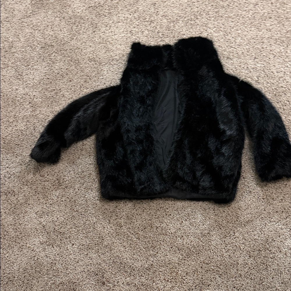 Adult Black Faux Fur Jacket